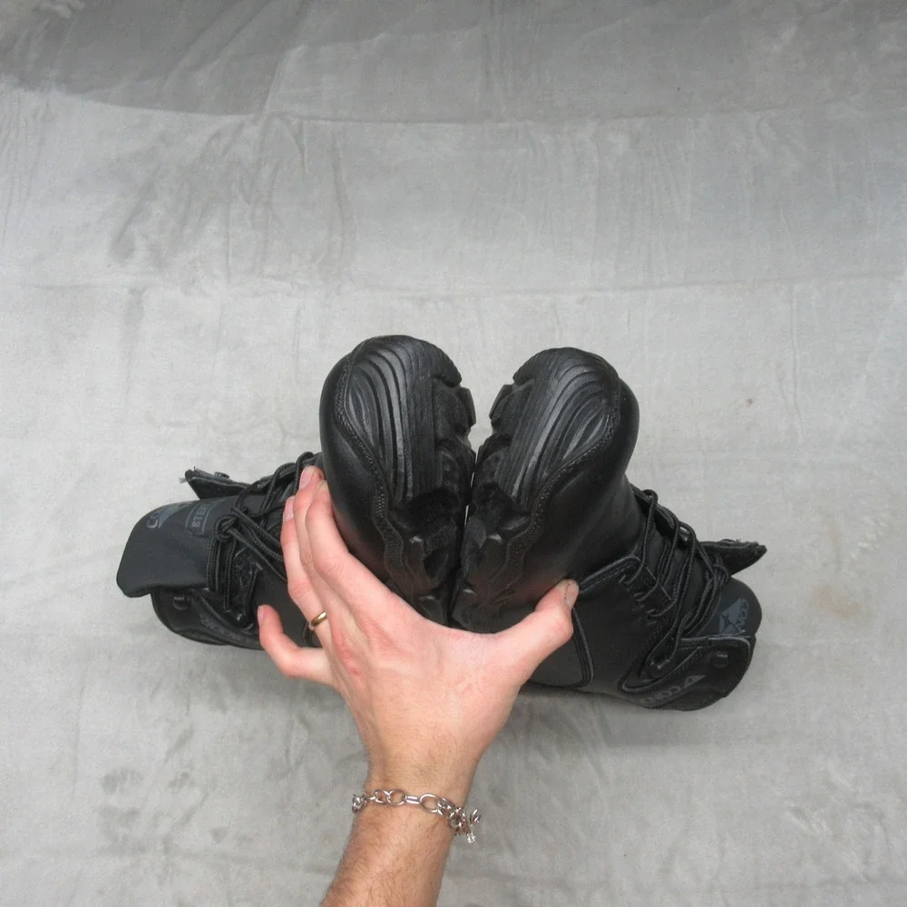 Condor Men 12 Work Boots Black Leather Steel Toe Lace Up Rain Slip Resistant NEW